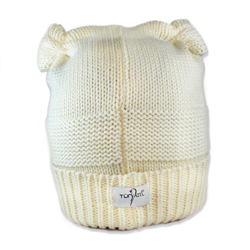 Cane Caino-berretta invernale -neonato bambino-bianco panna-tundem