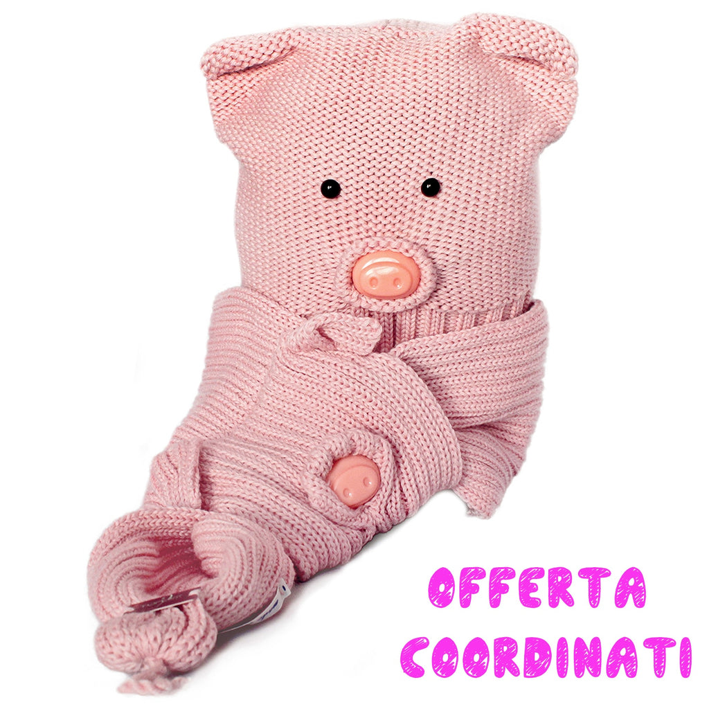Coordinato-pretty pig-sciarpa berretta-offerta-rosa bambina-tundem